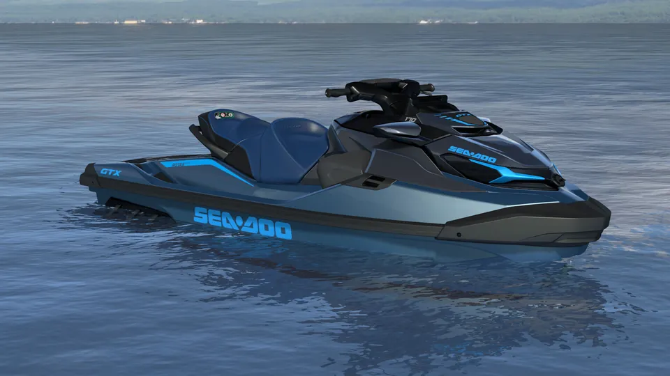 Sea-Doo GTX 2027, Blue Abyss / Gulfstream Blue, вид спереди справа