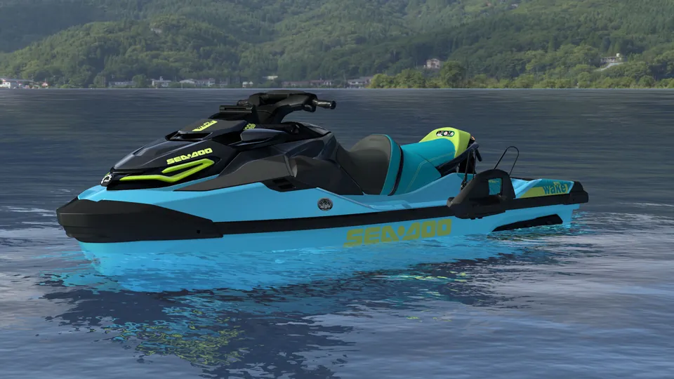 Sea-Doo Wake Pro 230 2027, Teal Blue / Manta Green, вид спереди слева