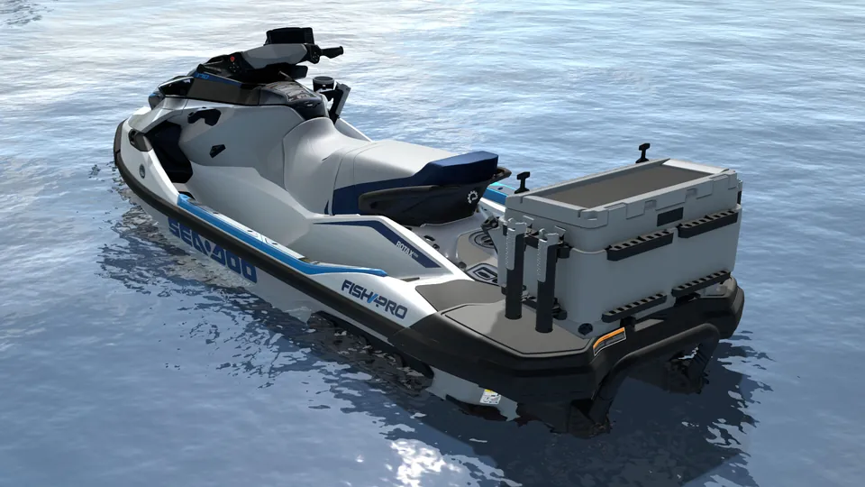 Sea-Doo FishPro Sport 170 2027, White / Gulfstream Blue, вид сзади слева
