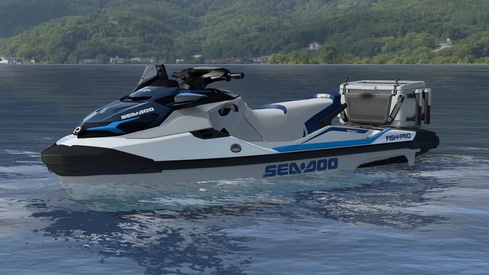 Sea-Doo FishPro Sport 170 2027, White / Gulfstream Blue, вид спереди слева