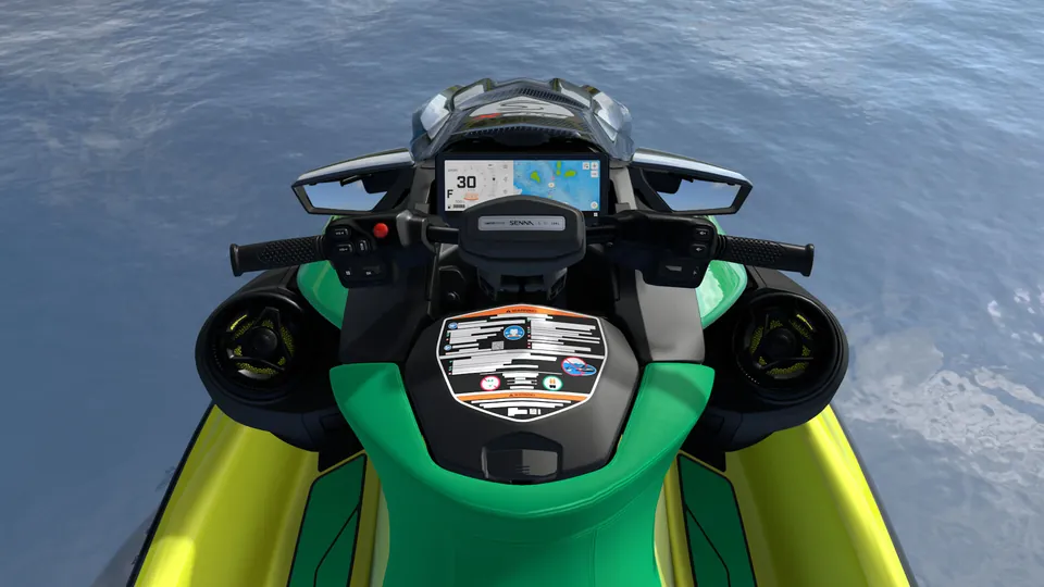 Sea-Doo RXP-X Senna 350 2027, Racing Yellow / Amazon Green, место водителя