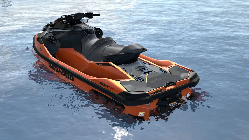 Sea-Doo RXT-X 350 2027, Solar Orange Metallic Premium, вид сзади слева