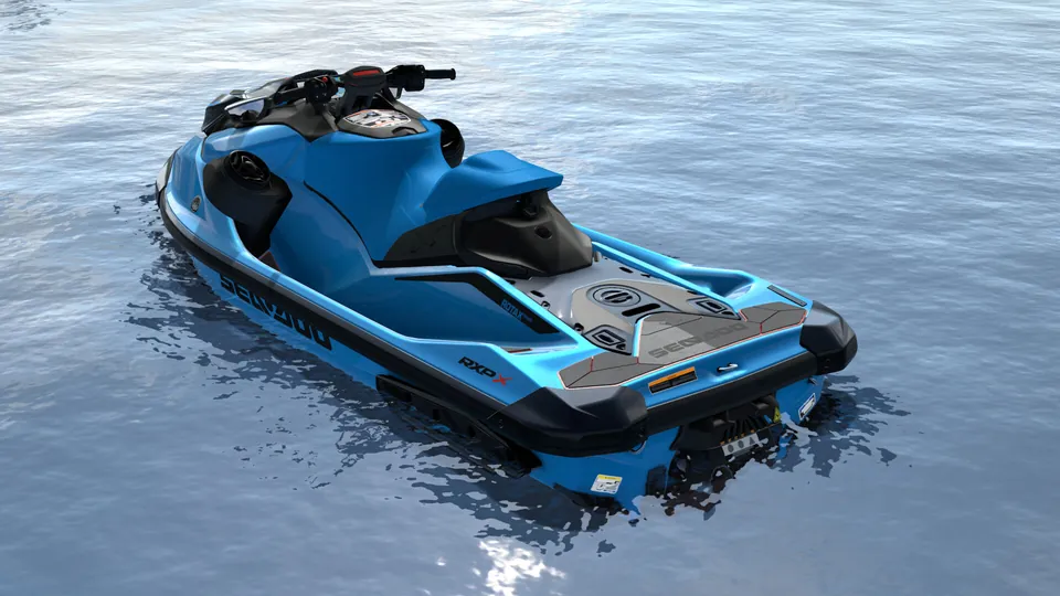 Sea-Doo RXP-X 350 2027, Gulfstream Blue Premium, вид сзади слева