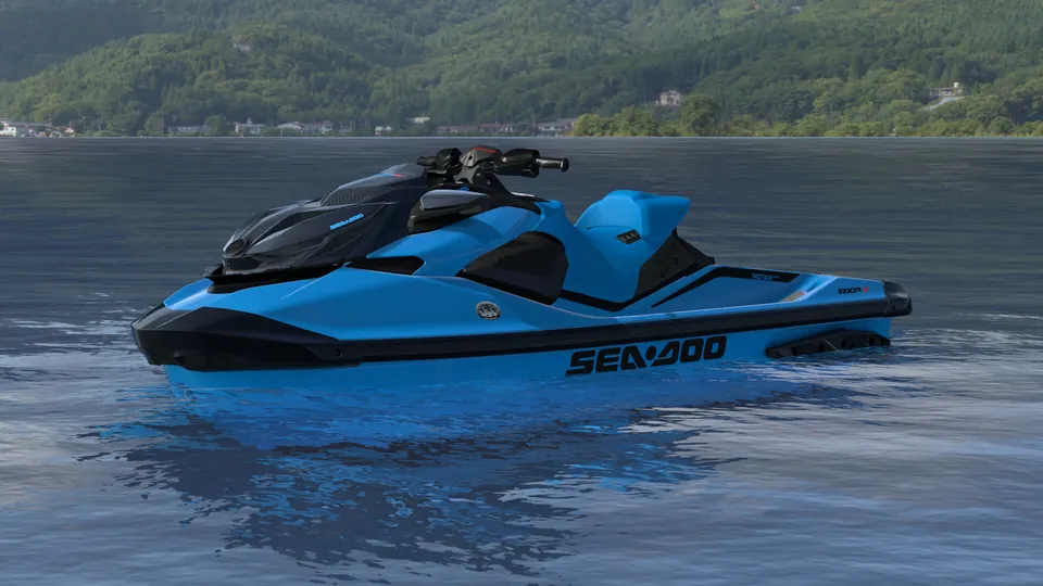 Sea-Doo RXP-X 350 2027, Gulfstream Blue Premium, вид спереди слева