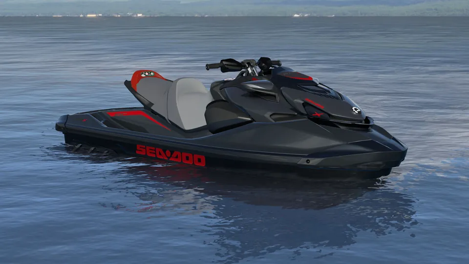 Sea-Doo GTR-X 300 2027, Eclipse Black / Deep Marsala, вид спереди справа