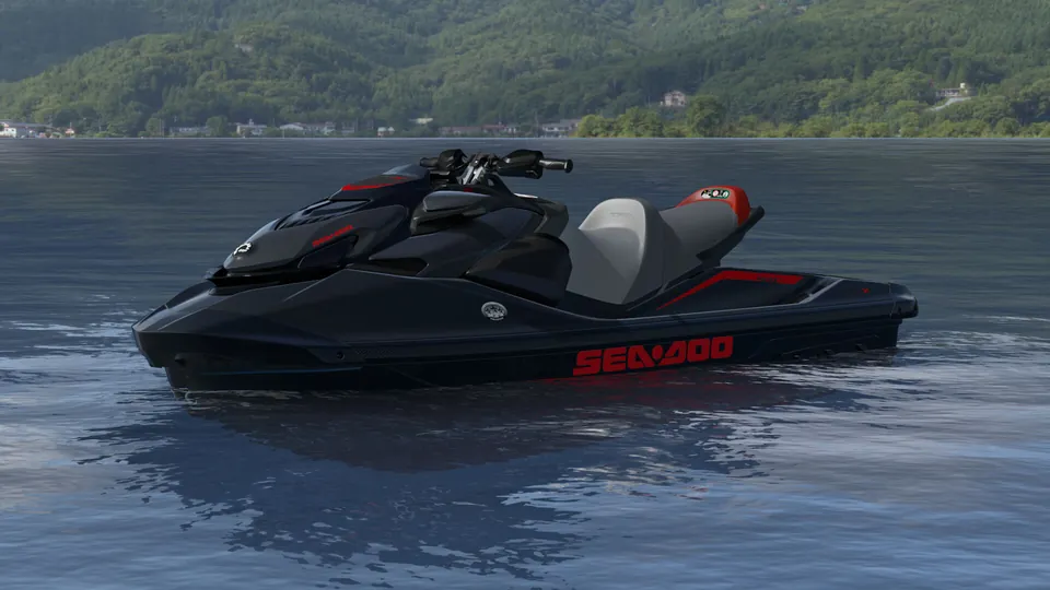 Sea-Doo GTR-X 300 2027, Eclipse Black / Deep Marsala, вид спереди слева