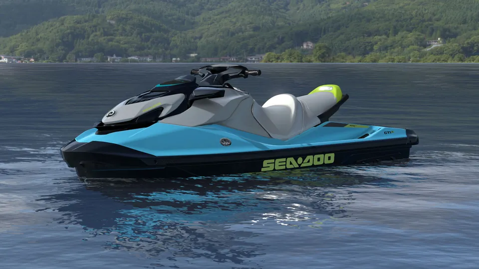 Sea-Doo GTI SE 2027, Teal Blue / Manta Green, вид спереди слева