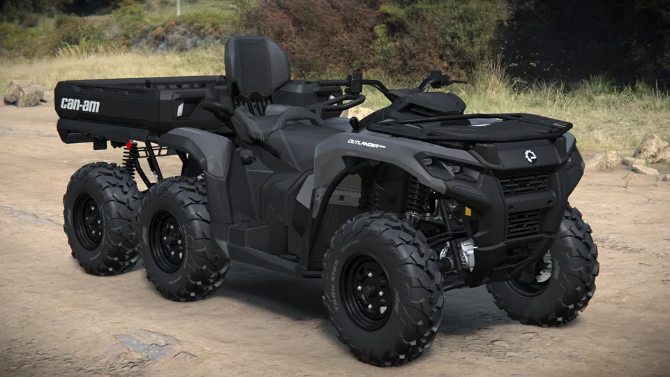 Can-Am Outlander MAX 6x6 DPS 2027, Granite Grey, вид спереди справа