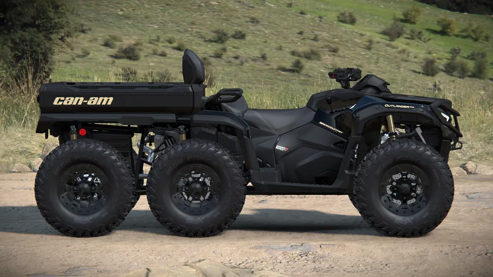 Can-Am Outlander MAX 6x6 Backcountry 1000R 2027, Stealth Black, вид сбоку