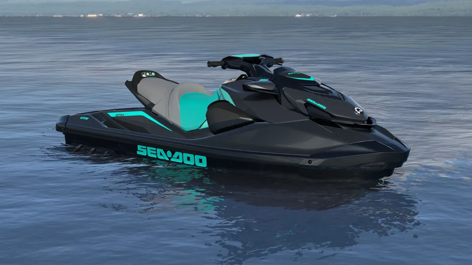 Sea-Doo GTR 230 2027, Eclipse Black / Reef Blue, вид спереди справа