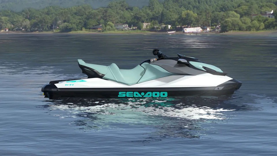 Sea-Doo GTI 130 2027, Bright White / Neo Mint, вид сбоку