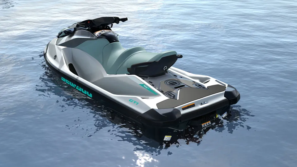 Sea-Doo GTI 130 2027, Bright White / Neo Mint, вид сзади слева