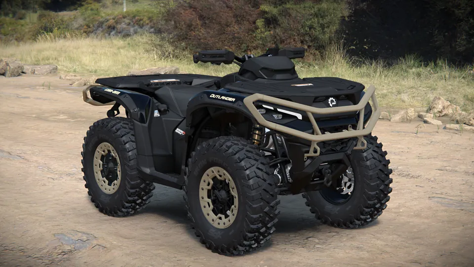 Can-Am Outlander Backcountry 2027, Stealth Black, вид спереди справа