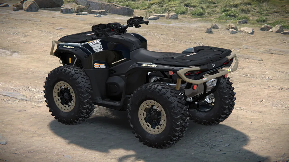 Can-Am Outlander Backcountry 2027, Stealth Black, вид сзади слева