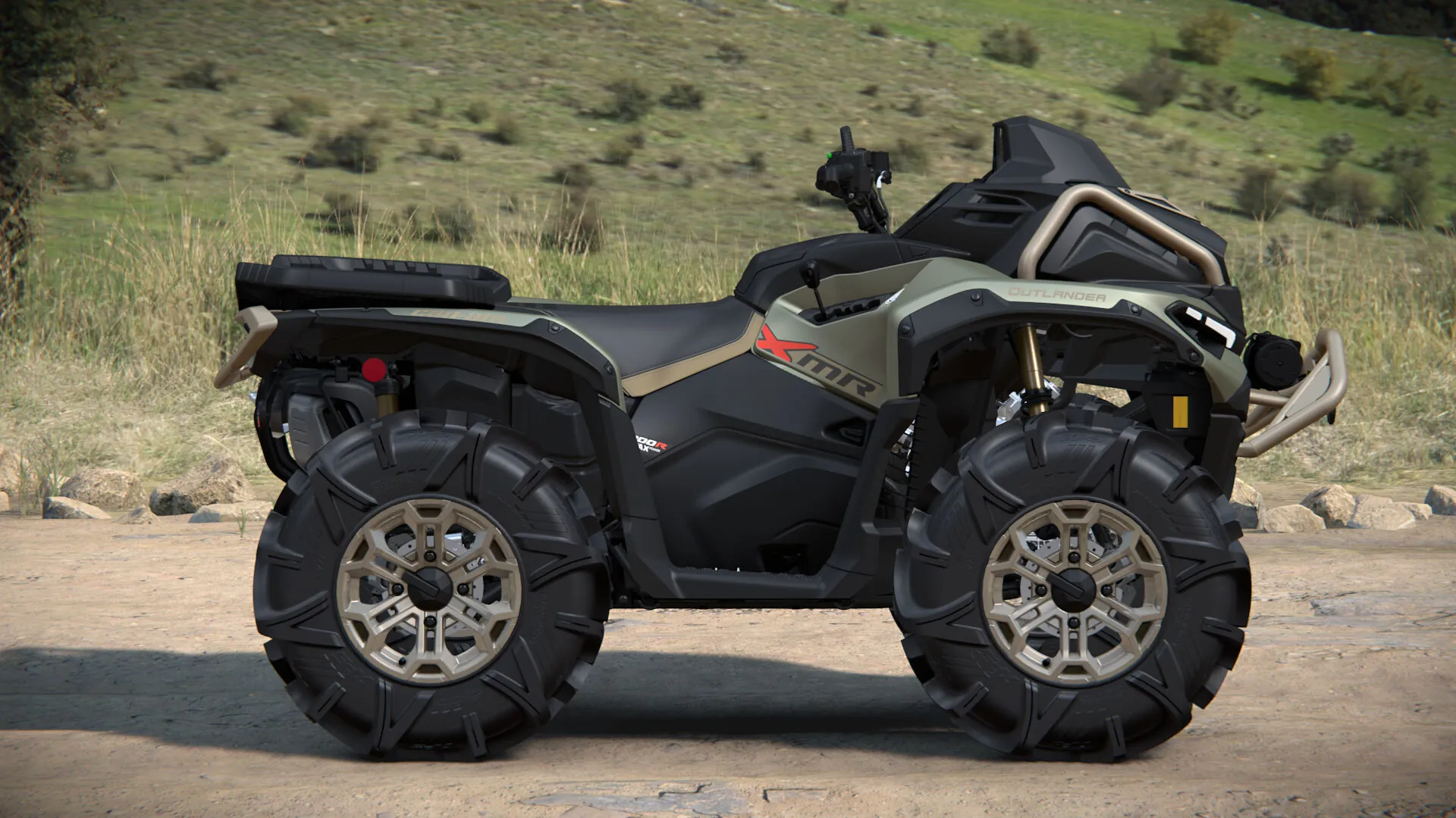 Can-Am Outlander X mr 1000R 2027 в цвете Loft Green Satin на бездорожье