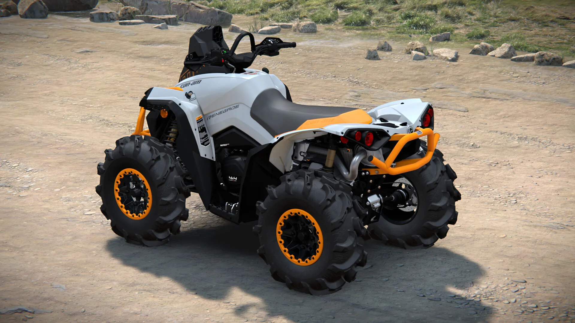 Can-Am Renegade X mr 2026, Catalyst Grey, вид сзади слева