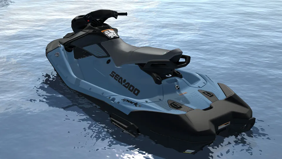 Sea-Doo Spark X 3-up 2027, Blue Mist / Deep Black, вид сзади слева
