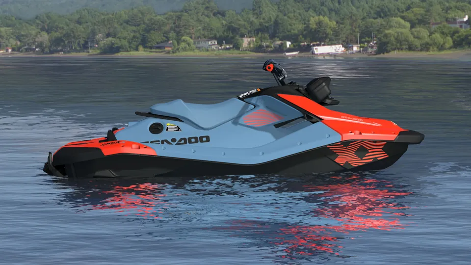 Sea-Doo Spark X Trixx 1-up 2027, Blue Mist / Coral Blast, вид сбоку