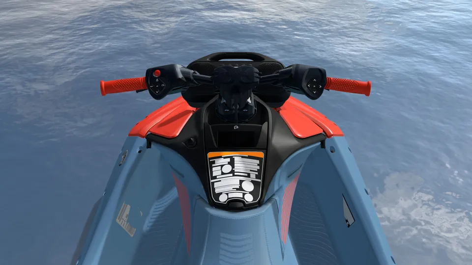 Sea-Doo Spark X Trixx 1-up 2027, Blue Mist / Coral Blast, место водителя