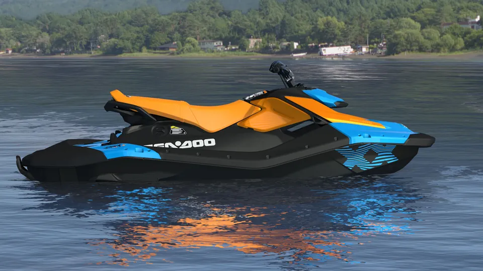 Sea-Doo Spark X Trixx 3-up 2027, Gulfstream Blue / Orange Crush, вид сбоку