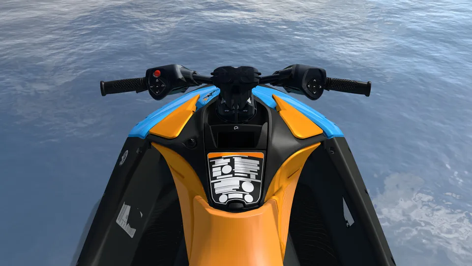 Sea-Doo Spark X Trixx 3-up 2027, Gulfstream Blue / Orange Crush, место водителя