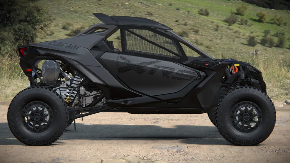 Can-Am Maverick R X rs 2027, Triple Black, вид сбоку