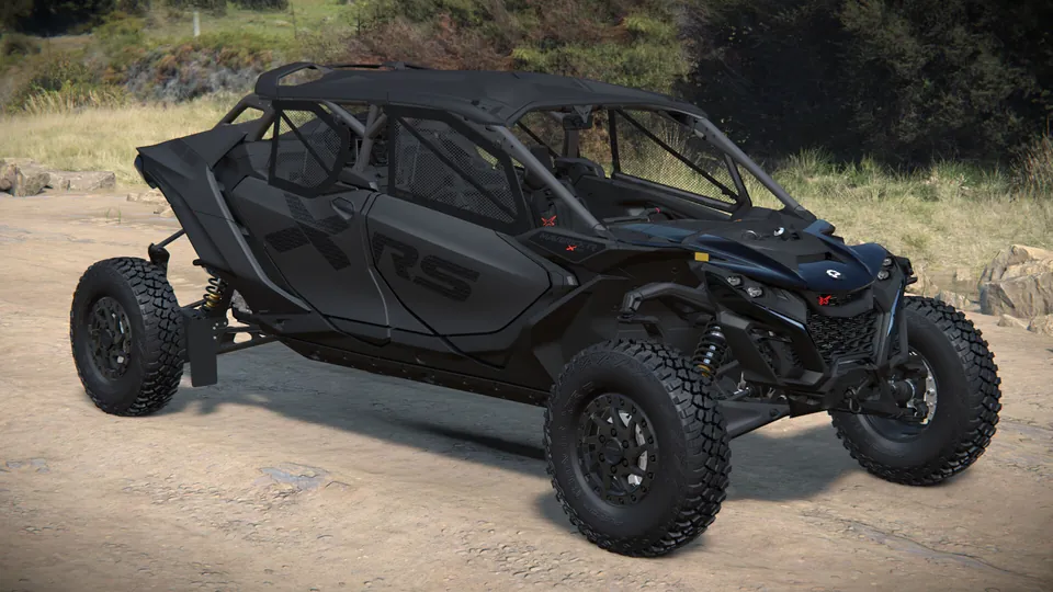 Can-Am Maverick R MAX X rs 2027, Triple Black, вид спереди справа
