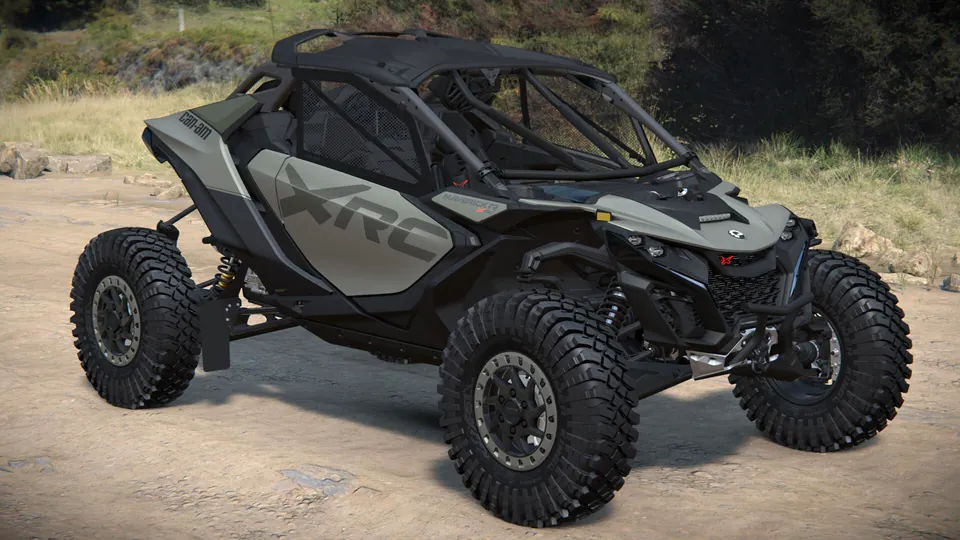 Can-Am Maverick R X rc 2027, Loft Green Satin, вид спереди справа