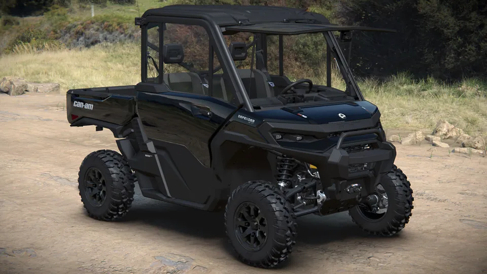 Can-Am Defender XT CAB 2027, Stealth Black, вид спереди справа