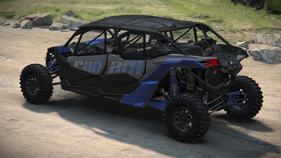 Can-Am Maverick X3 MAX RS 2027, Dazzling Blue, вид сзади слева