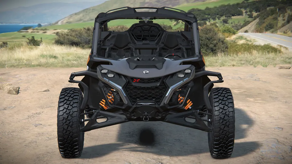 Can-Am Maverick R MAX X 2027, Granite Grey & Orange Crush, вид спереди