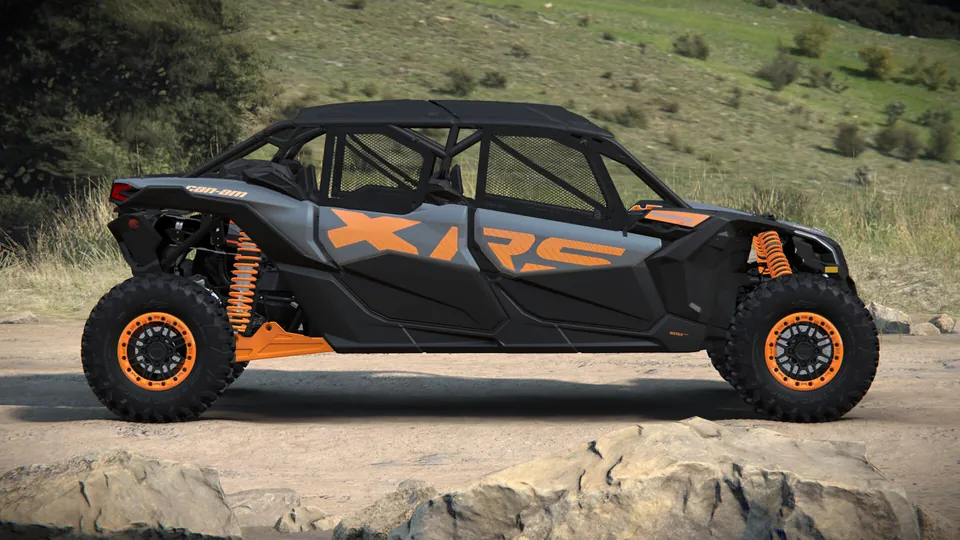 Can-Am Maverick X3 MAX X rs 2027, Dolomite Grey & Orange Crush, вид сбоку