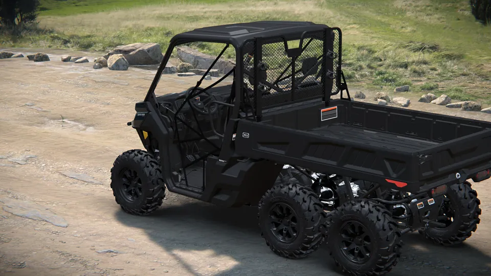 Can-Am Defender XU 6x6 XT 2027, Stealth Black, вид сзади слева