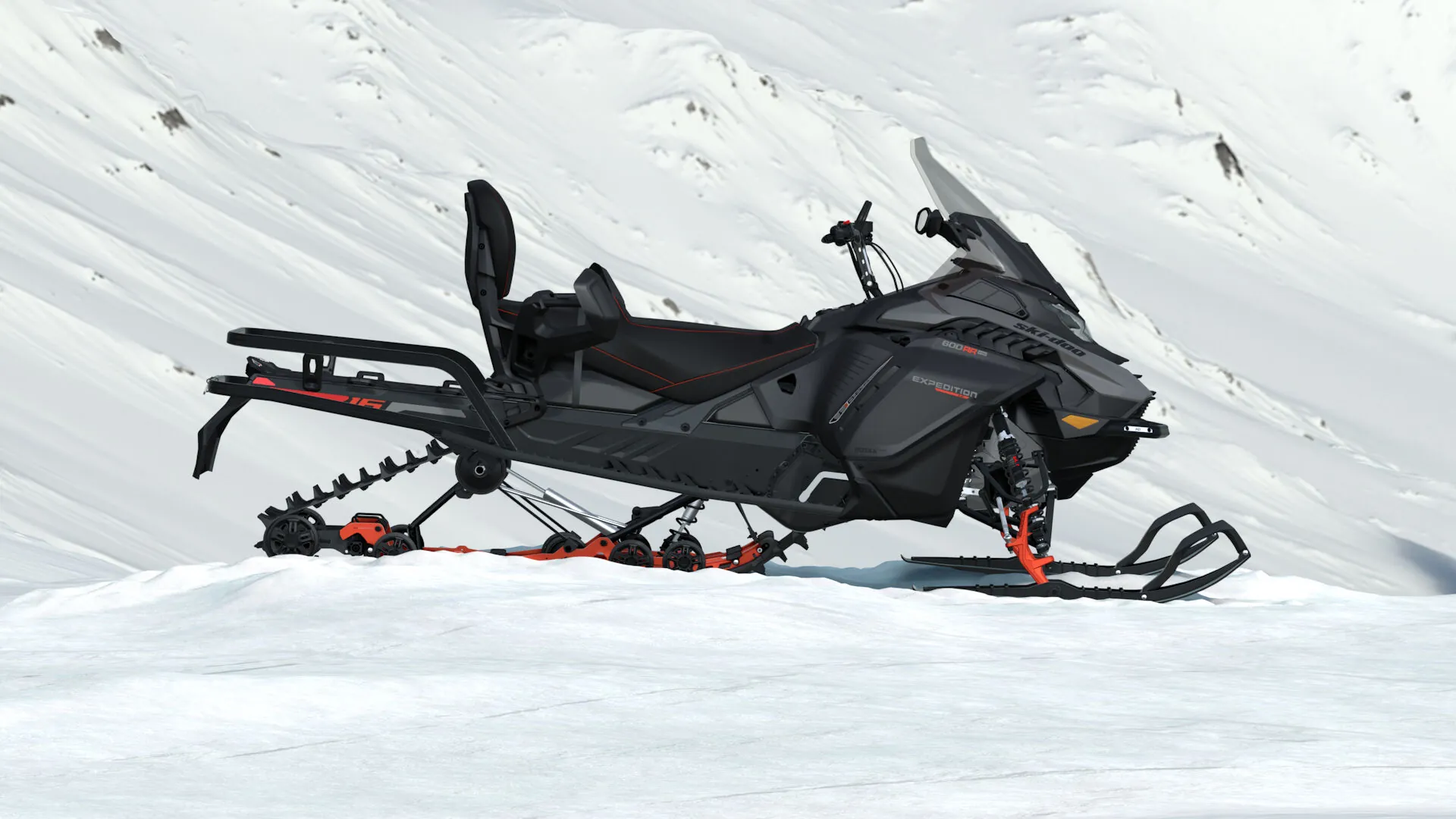 Ski-Doo Expedition LE 600RR E-TEC 2027 цвета Monument Grey с гусеницей PowderMax 16 дюймов