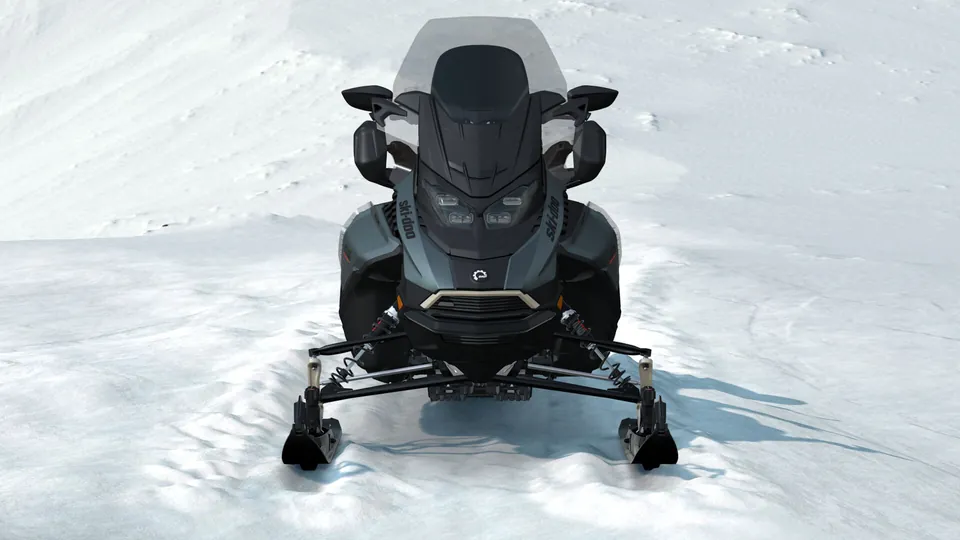 Ski-Doo Grand Touring LE с пакетом Platinum 2027, Mineral Blue, вид спереди