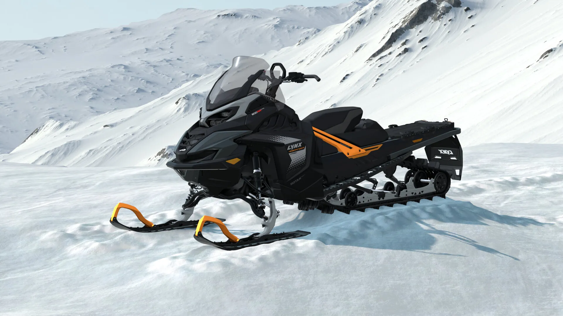 Lynx 49 Ranger PRO 2027, Tactical Grey / Orange Crush, вид спереди слева