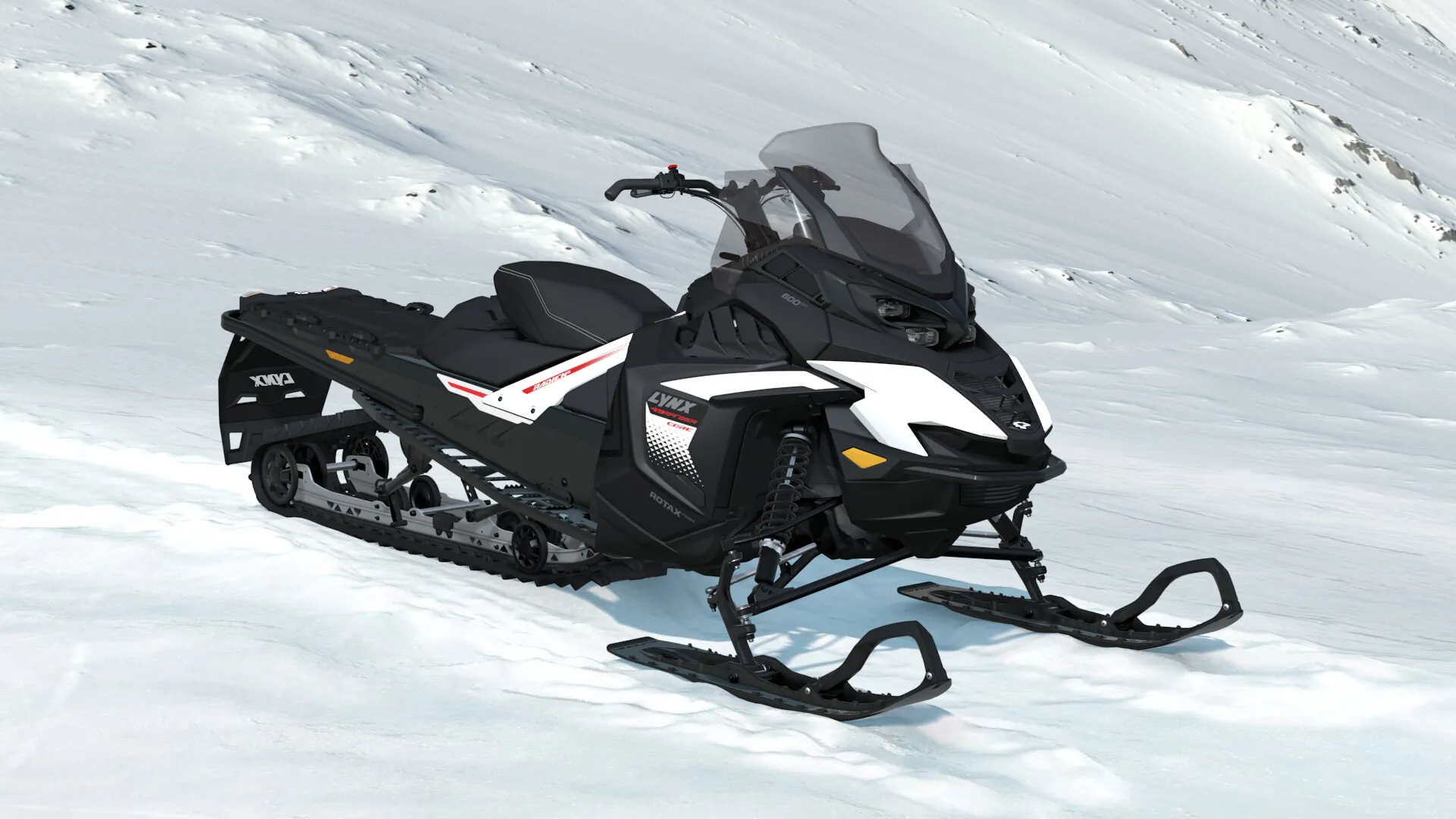 Lynx 49 Ranger Core 2027, Bright White / Black, вид спереди справа