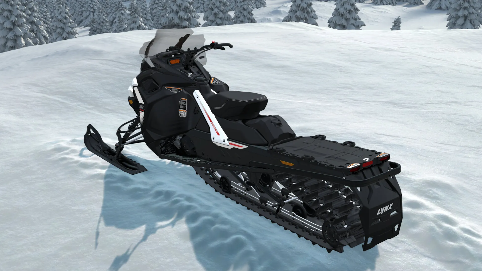 Lynx 49 Ranger Core 2027, Bright White / Black, вид сзади слева