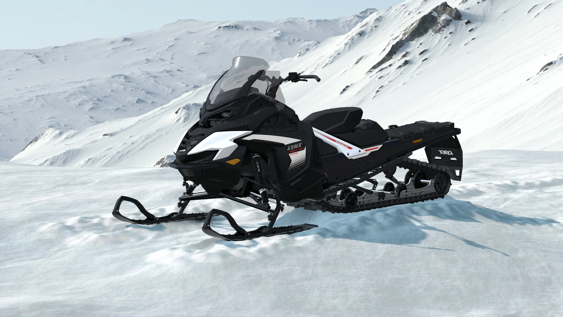 Lynx 49 Ranger Core 2027, Bright White / Black, вид спереди слева