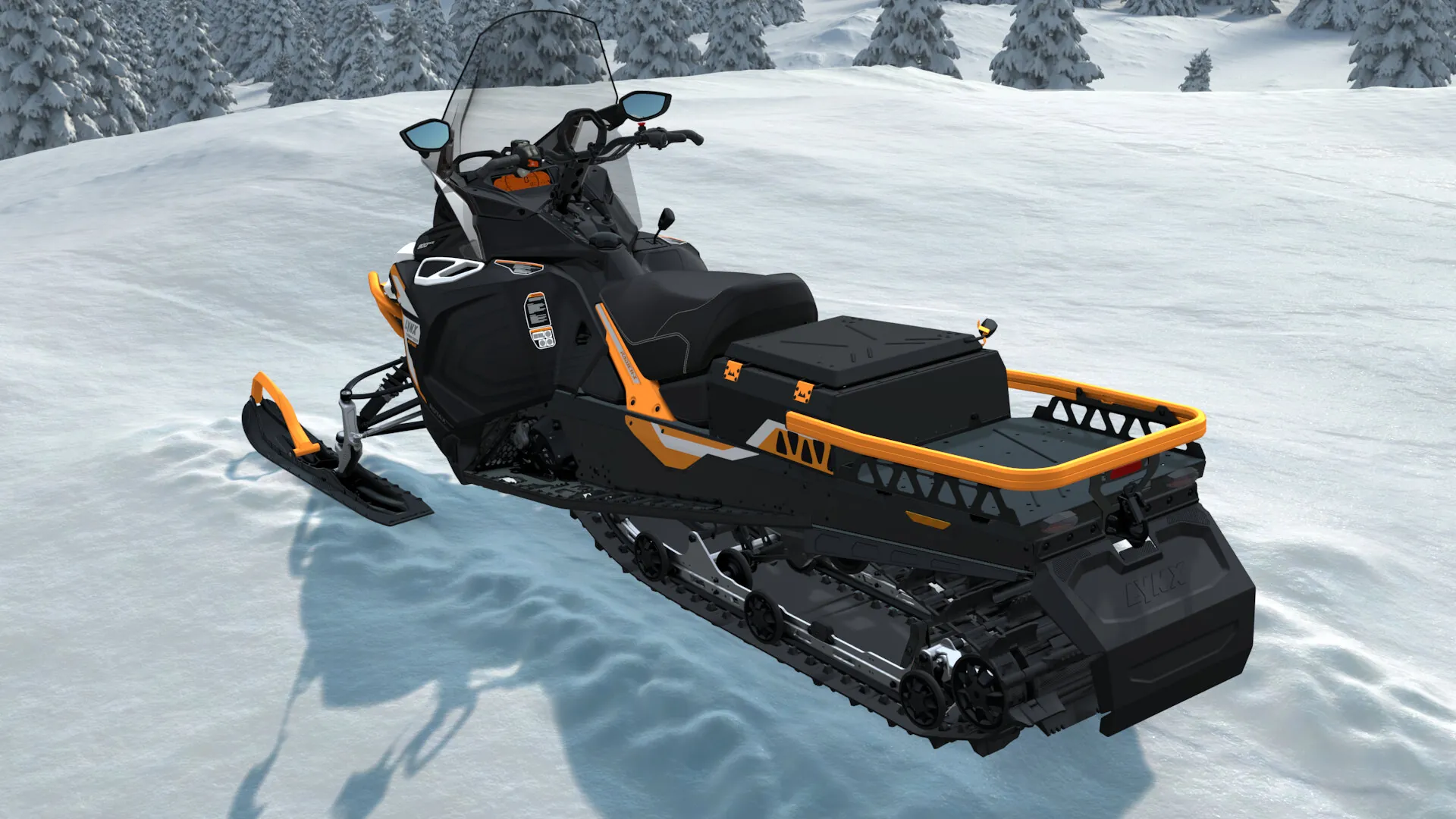 Lynx 59 Ranger Alpine 2027, Bright White / Orange Crush, вид сзади слева