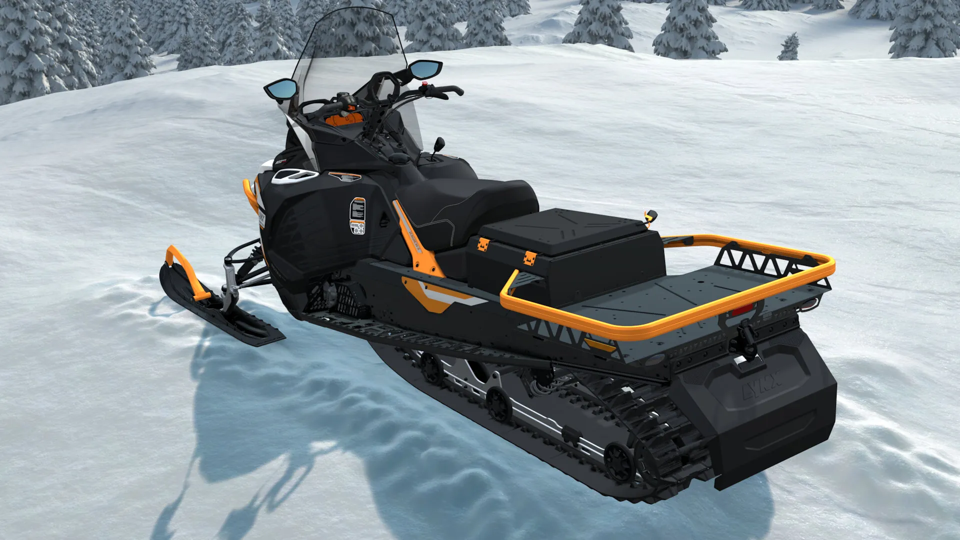 Lynx 69 Ranger Alpine 2027, Bright White / Orange Crush, вид сзади слева