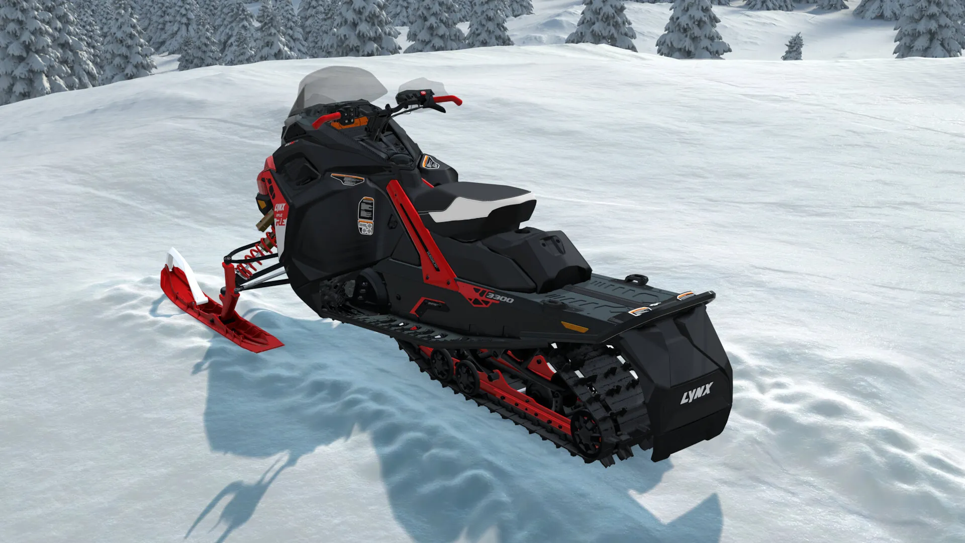 Lynx Rave RE 2027, Viper Red / Black, вид сзади слева