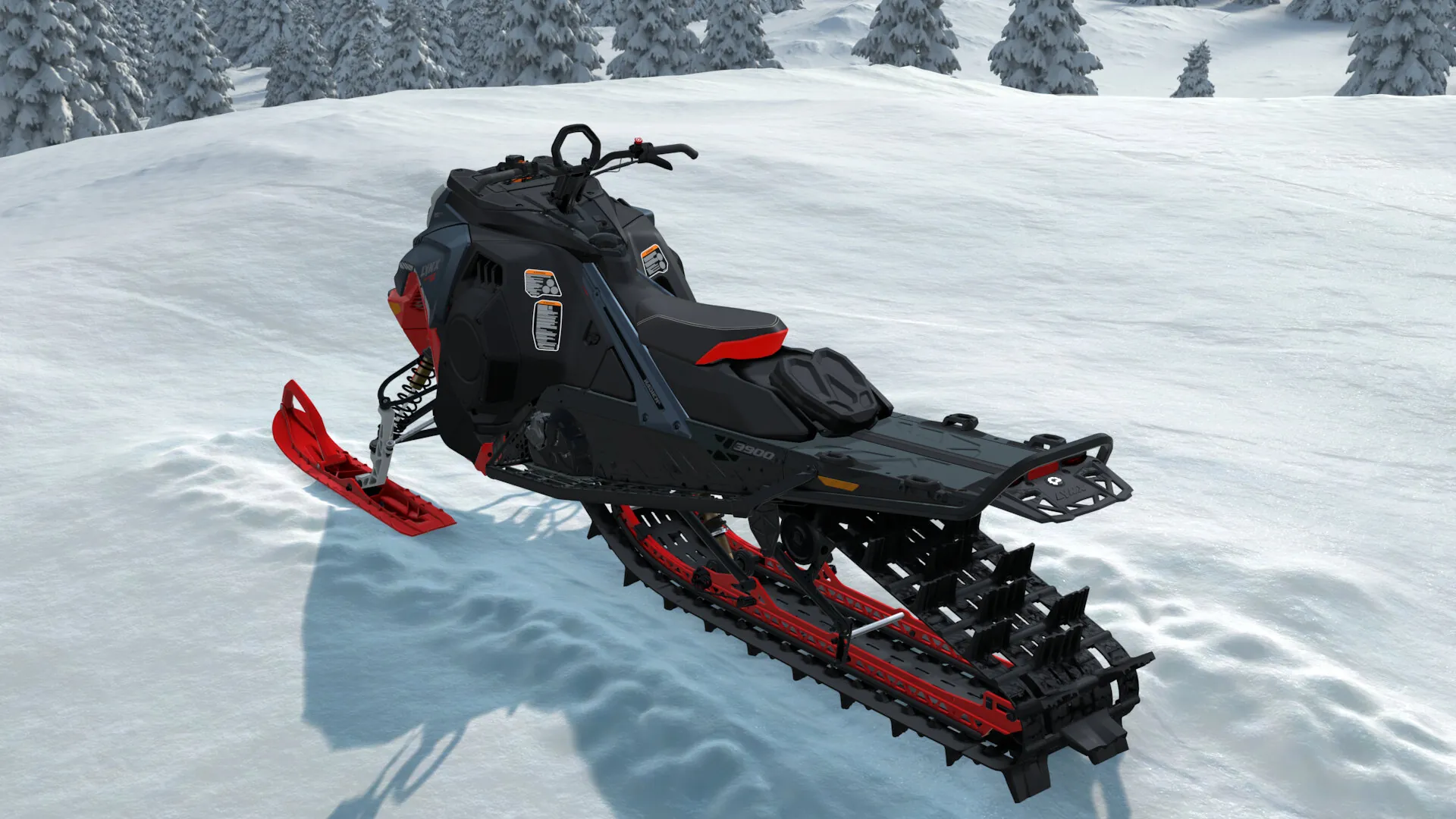 Lynx Shredder DS 2027, Mineral Blue / Viper Red, вид сзади слева