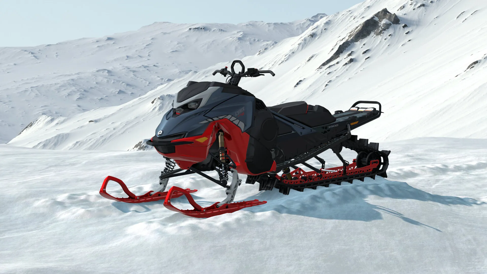 Lynx Shredder DS 2027, Mineral Blue / Viper Red, вид спереди слева