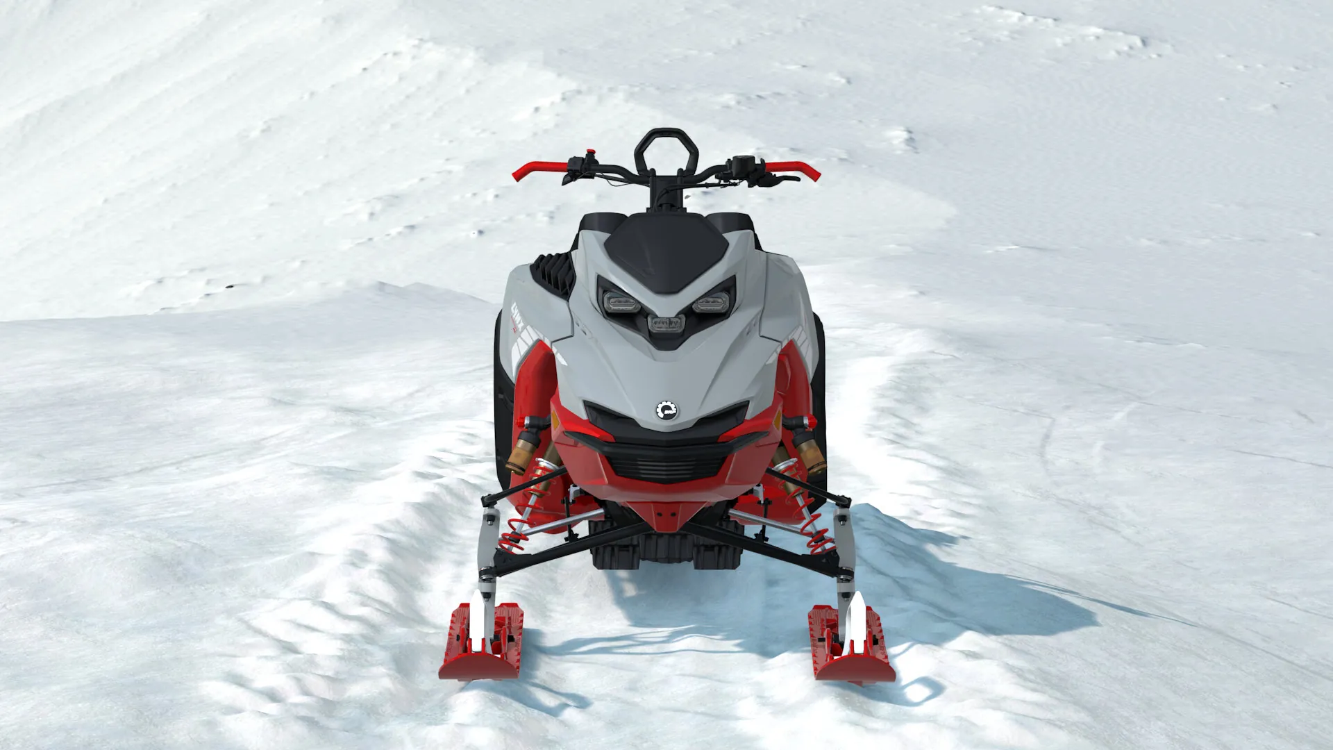 Lynx Shredder RE 2027, Hyper Silver / Viper Red, вид спереди