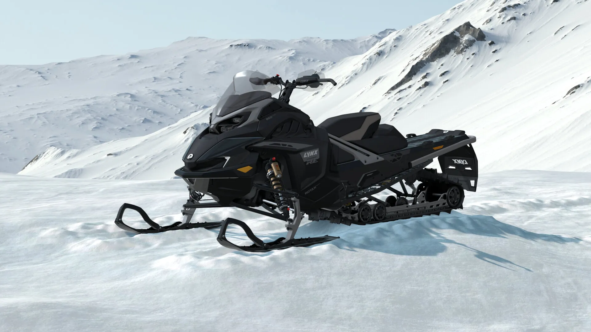 Lynx Xterrain RE 2027, Platinum Silver Satin / Black, вид спереди слева