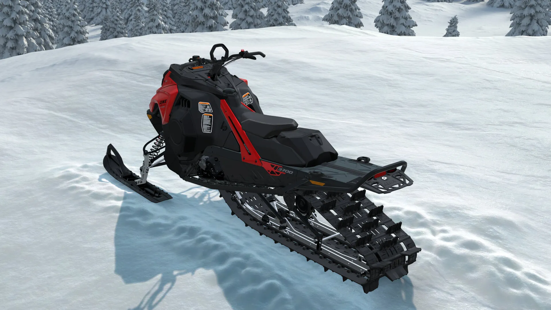 Lynx Shredder Core 2027, Viper Red / Black, вид сзади слева