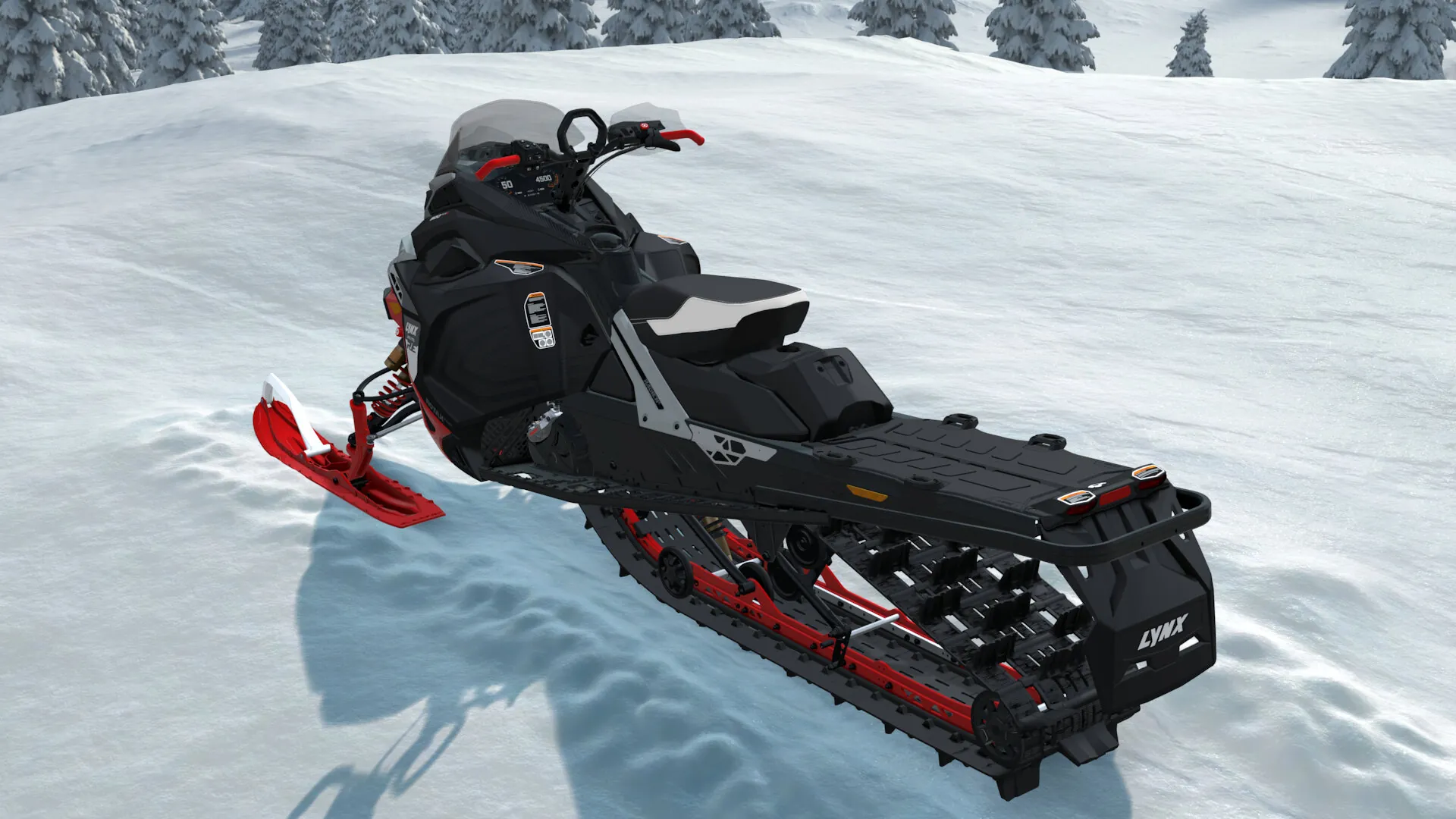 Lynx Brutal RE 2027, Viper Red / Black, вид сзади слева