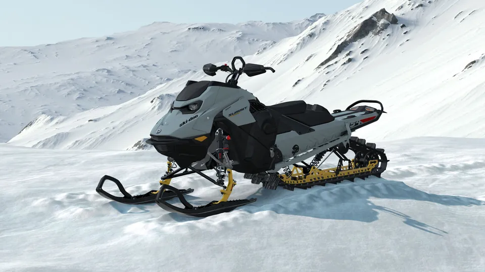 Ski-Doo Summit Expert 2027, Airy Blue, вид спереди слева