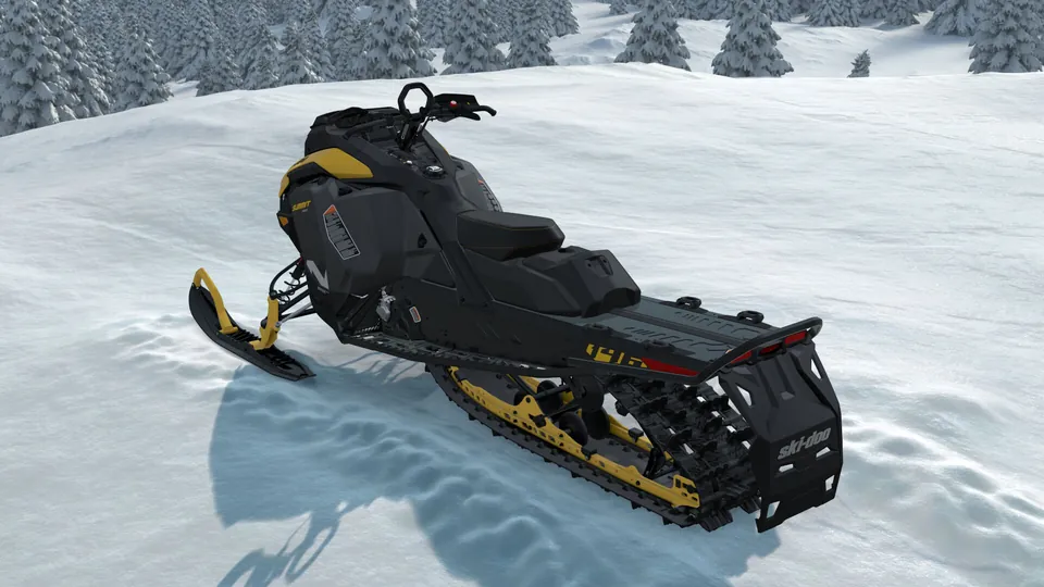 Ski-Doo Summit Neo+ 2027, Neo Yellow, вид сзади слева